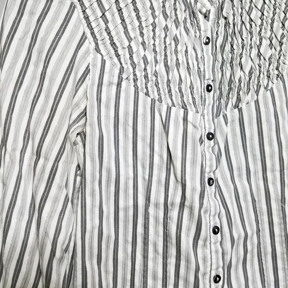 Zara Woman Striped Gray White Blouse - Picture 3 of 5